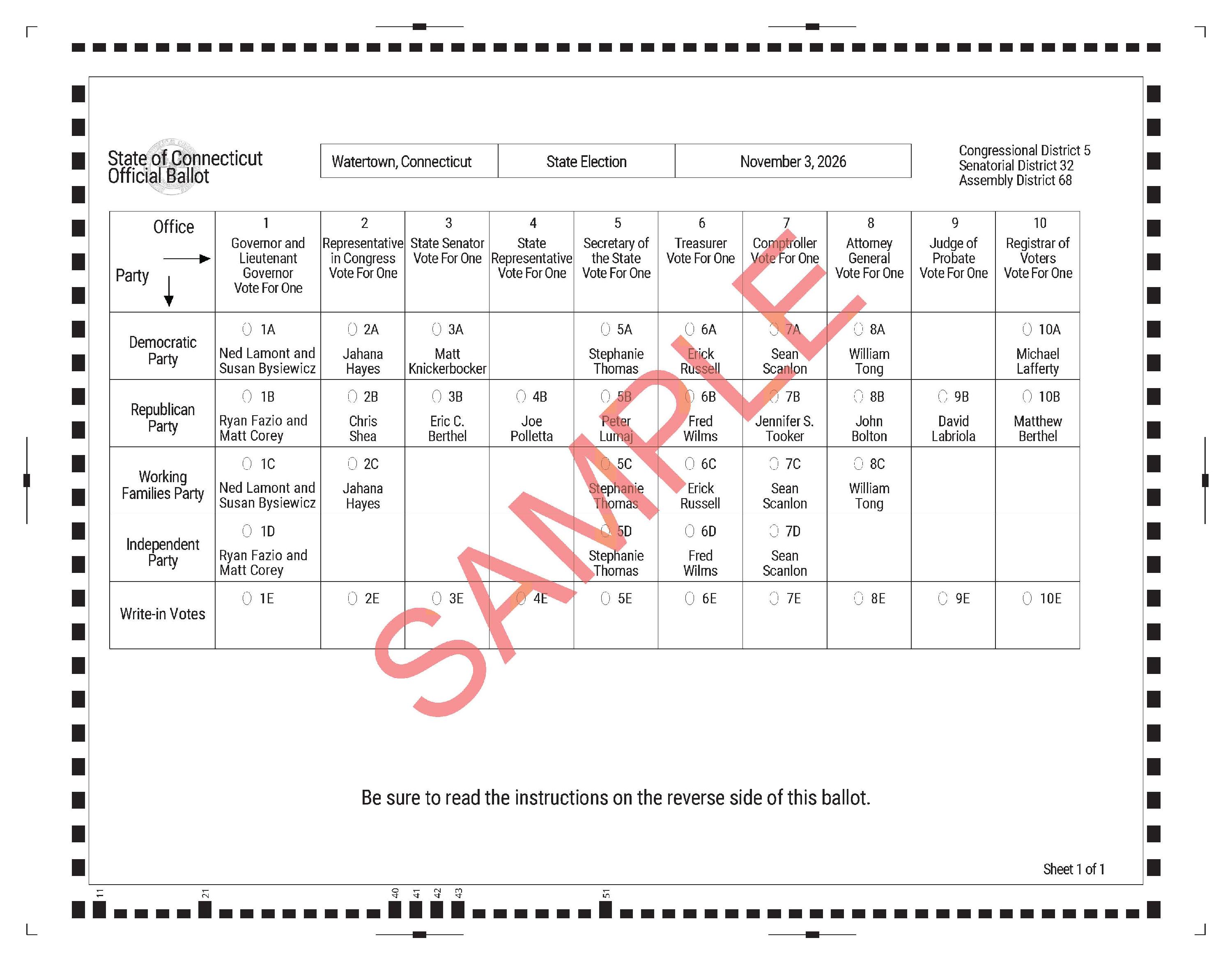 Sample Ballot for November 3 2026